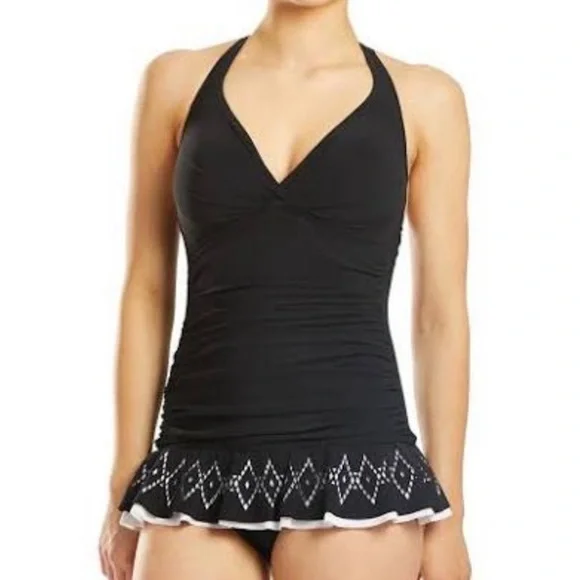 PROFILE by Gottex Lasercut Halter 1Piece Swimdress